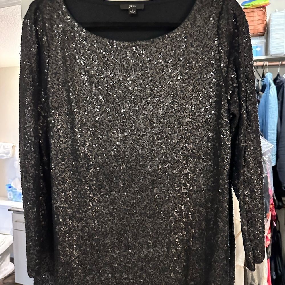 J. Crew Black Sequin Blouse